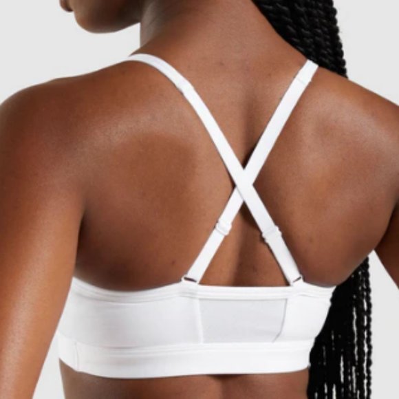 Gymshark White Ruched Sports Bra - Picture 3 of 5